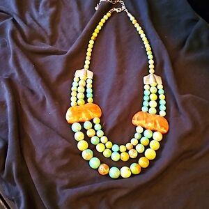 Vintage turquoise and coral 16" necklace